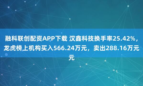 融科联创配资APP下载 汉鑫科技换手率25.42%，龙虎榜上机构买入566.24万元，卖出288.16万元